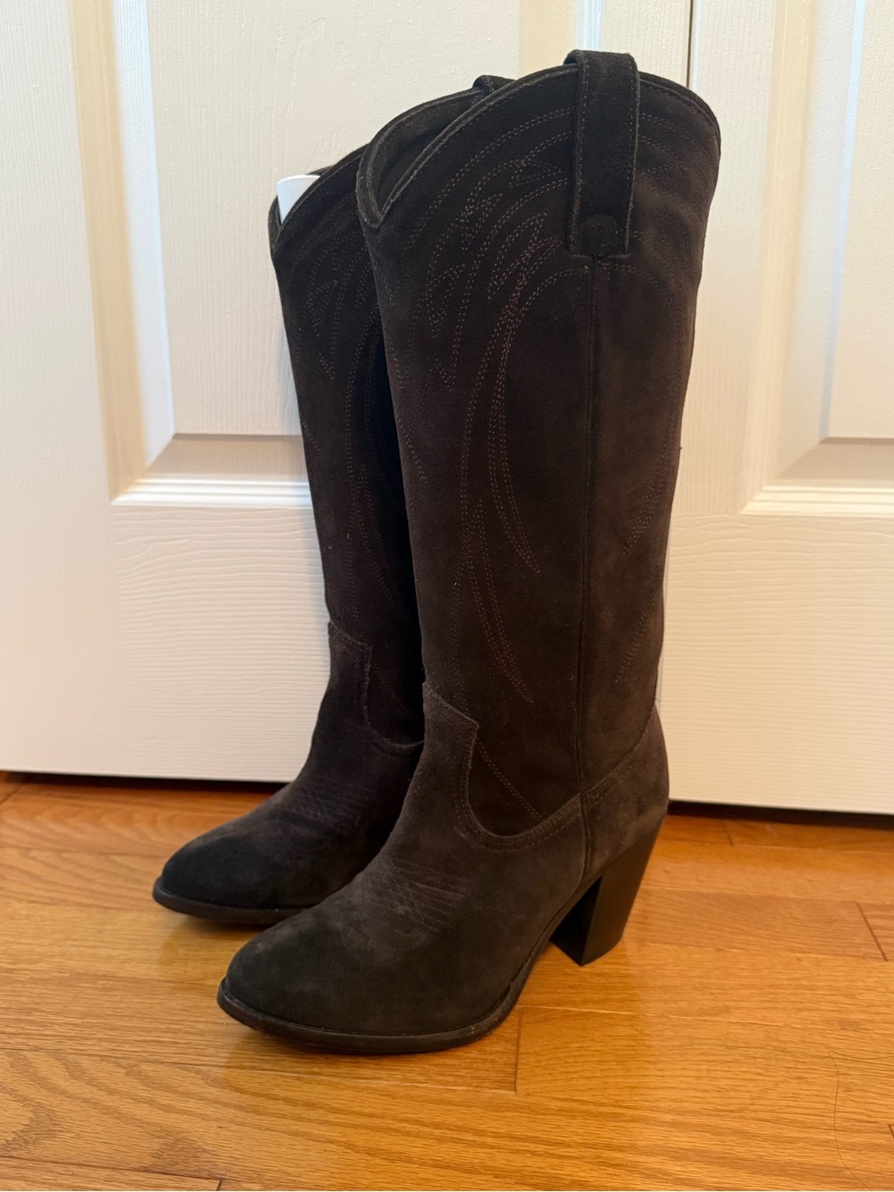 Frye Ilana Pull-On Western Boots in Fatigue Green Suede - Picture 2 of 8